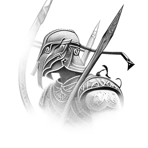 A powerful manager symbolized as an ancient warrior with a bow and arrow tattoo design idea