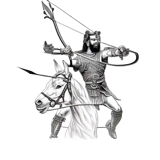 A powerful manager symbolized as an ancient warrior with a bow and arrow tattoo design idea