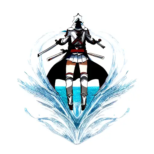 Assassins creed logo with water tattoo design idea