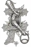 baseball cross surrounded tattoo design idea