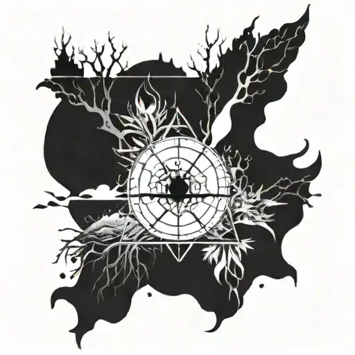 as above so below ocean theme arm sleeve tattoo design idea