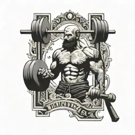 A gym weightlifting bar with intricate art patterns inspired by family heritage tattoo design idea