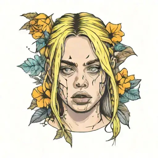 Billie eilish face tattoo design idea