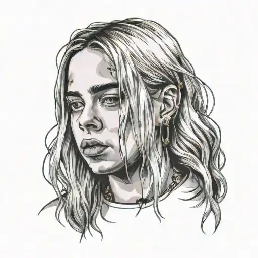 Billie eilish face tattoo design idea