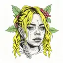 Billie eilish face tattoo design idea