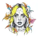 Billie eilish face tattoo design idea