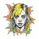 Billie eilish face tattoo design idea