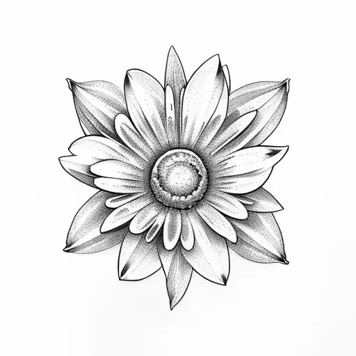 Daisy Flowers, Laurel Leaves, Flora Goddess Low Poly, Nightingale tattoo design idea