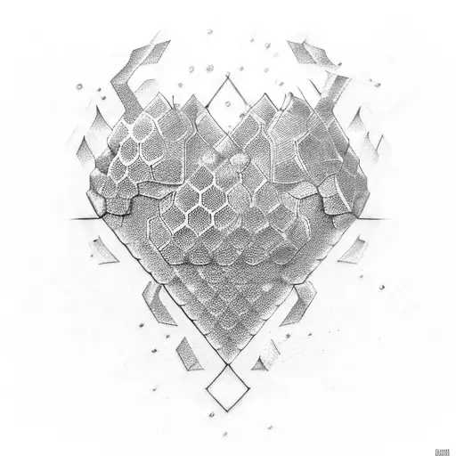 cracked 3d honeycomb armor that protects a heart, full arm sleave  tattoo design idea