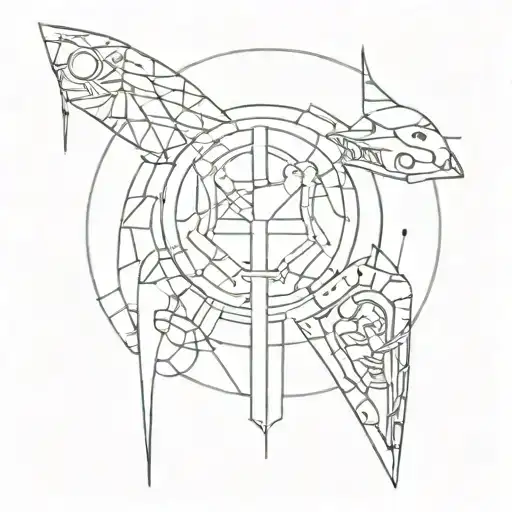 cyber sigilism with makima from chainsawman tattoo design idea