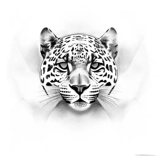 A tattoo design featuring a jaguar in a black and grey style tattoo design idea