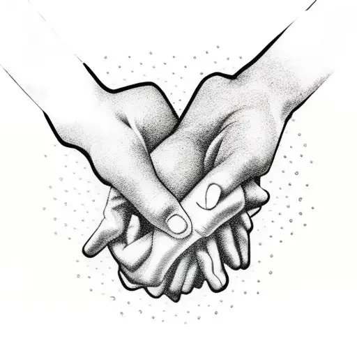 memento mori but hands giving drug to each other tattoo design idea