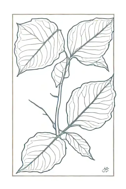 a minimal aspen leaf in rectangular frame tattoo design idea