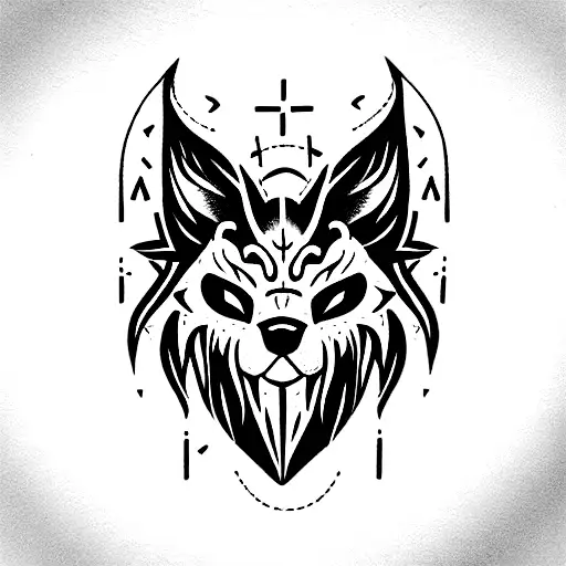 fenrir with runes tattoo design idea