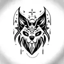 fenrir with runes tattoo design idea