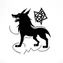 fenrir with runes tattoo design idea