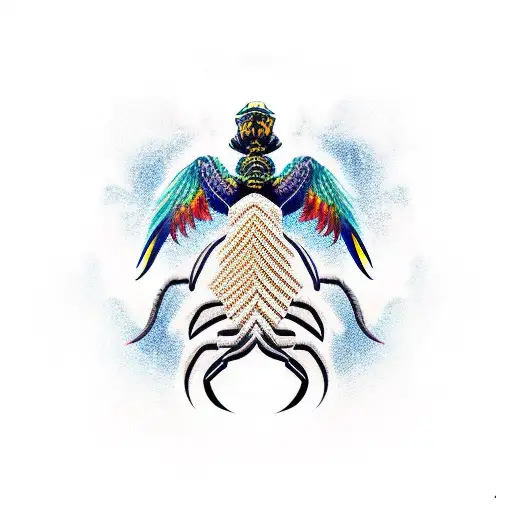 Scorpion Eagle Phoenix tattoo design idea