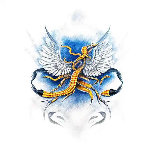 Scorpion Eagle Phoenix tattoo design idea