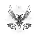 Scorpion Eagle Phoenix tattoo design idea