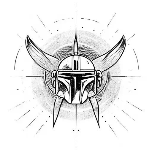 mandalorian whit sun tattoo design idea