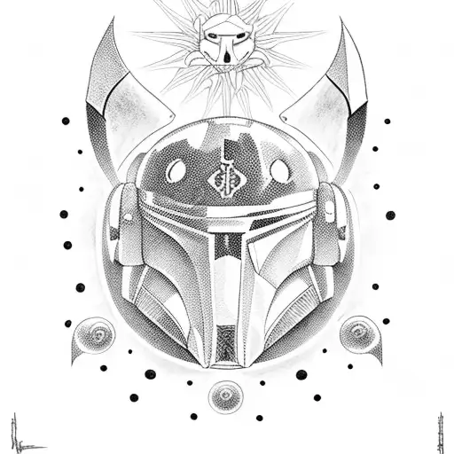 mandalorian whit sun tattoo design idea