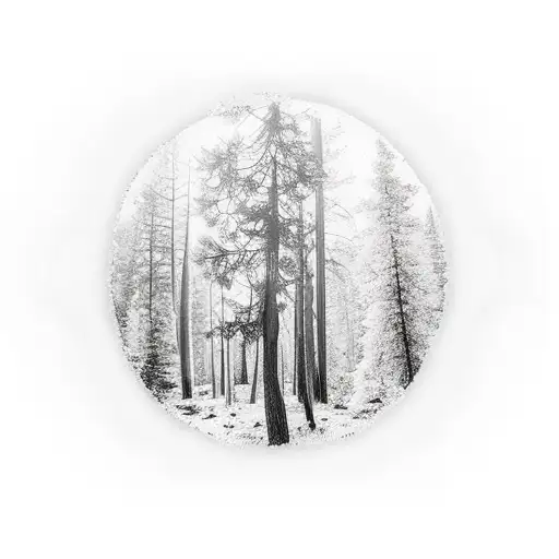 bosque pinos y sendero tattoo design idea