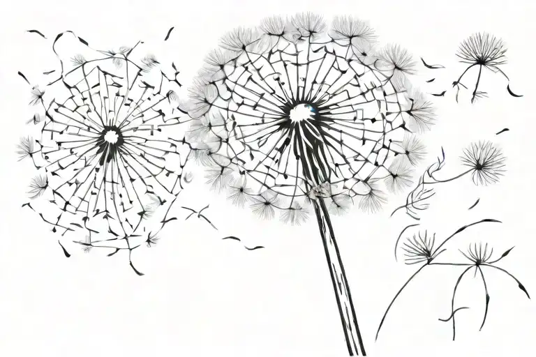 Dandelion blowing in the wind tattoo design idea