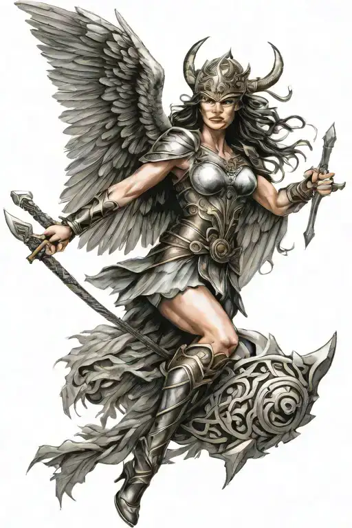 Norse mythology valkyrie tattoo design idea