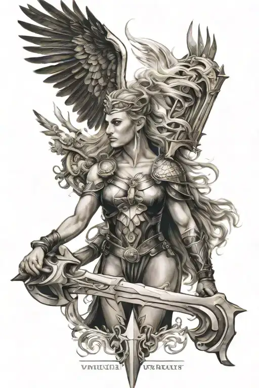 Norse mythology valkyrie tattoo design idea