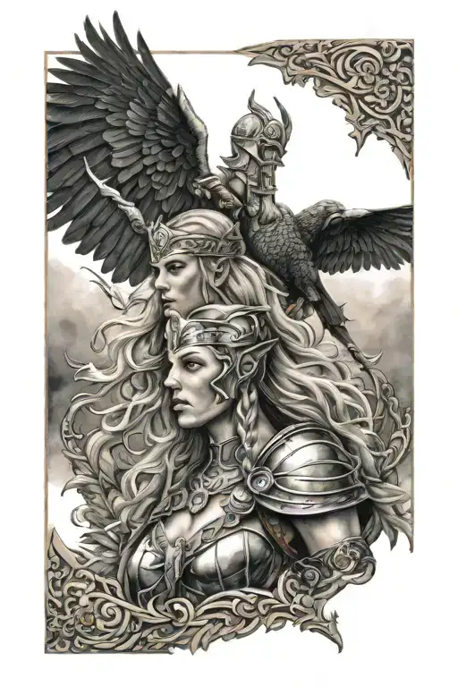 Norse mythology valkyrie tattoo design idea