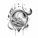 Moon thunder storms  tattoo design idea