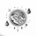 Moon thunder storms  tattoo design idea