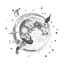 Moon thunderstorm  tattoo design idea