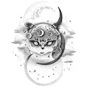 Moon thunderstorm  tattoo design idea