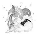 Moon thunderstorm  tattoo design idea