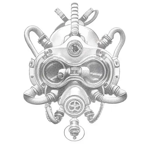 id want something about rebreather diving, 130m, octoput  tattoo design idea