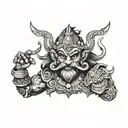 Ravana with background tattoo design idea