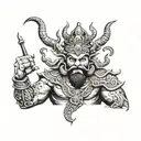 Ravana with background tattoo design idea