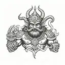 Ravana with background tattoo design idea