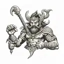 Ravana with background tattoo design idea