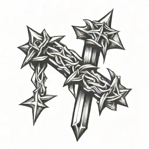 three nail cross with the crown of thorns  tattoo design idea