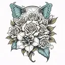 Create a tattoo representing the profound moment of a family member's passing at 6:09 AM on April 1, 2024.  The central  tattoo design idea