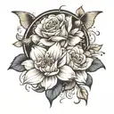 Create a tattoo representing the profound moment of a family member's passing at 6:09 AM on April 1, 2024.  The central  tattoo design idea