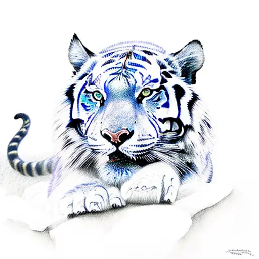 blue moon mythical lightning tiger on a rock tattoo design idea