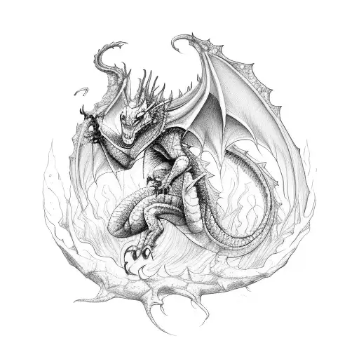 bipedal dragon king of the storm tattoo design idea
