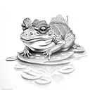 samurai toad on a lily pad tattoo design idea