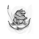 samurai toad on a lily pad tattoo design idea