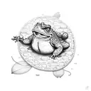 samurai toad on a lily pad tattoo design idea