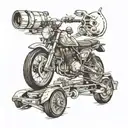 four wheel driving motorbike fishing camping  tattoo design idea