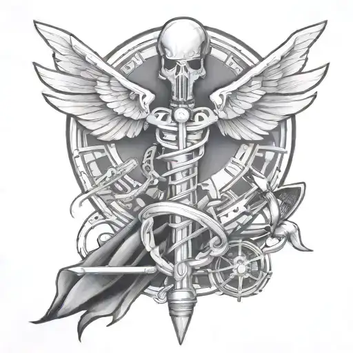 Caduceus with lightsabers tattoo design idea